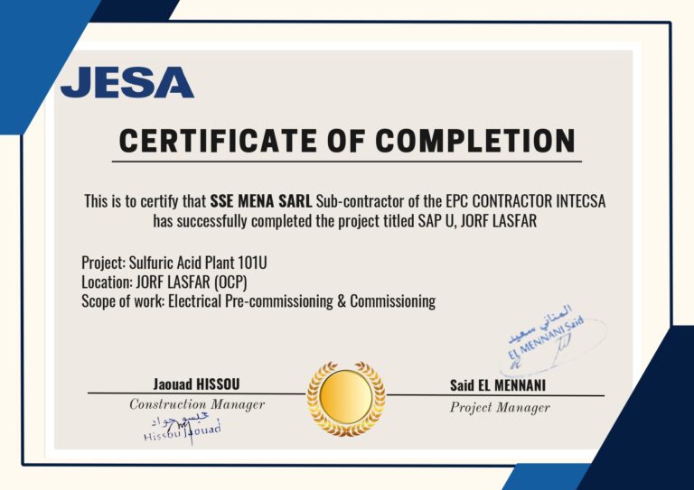 JESA Completion Certificate